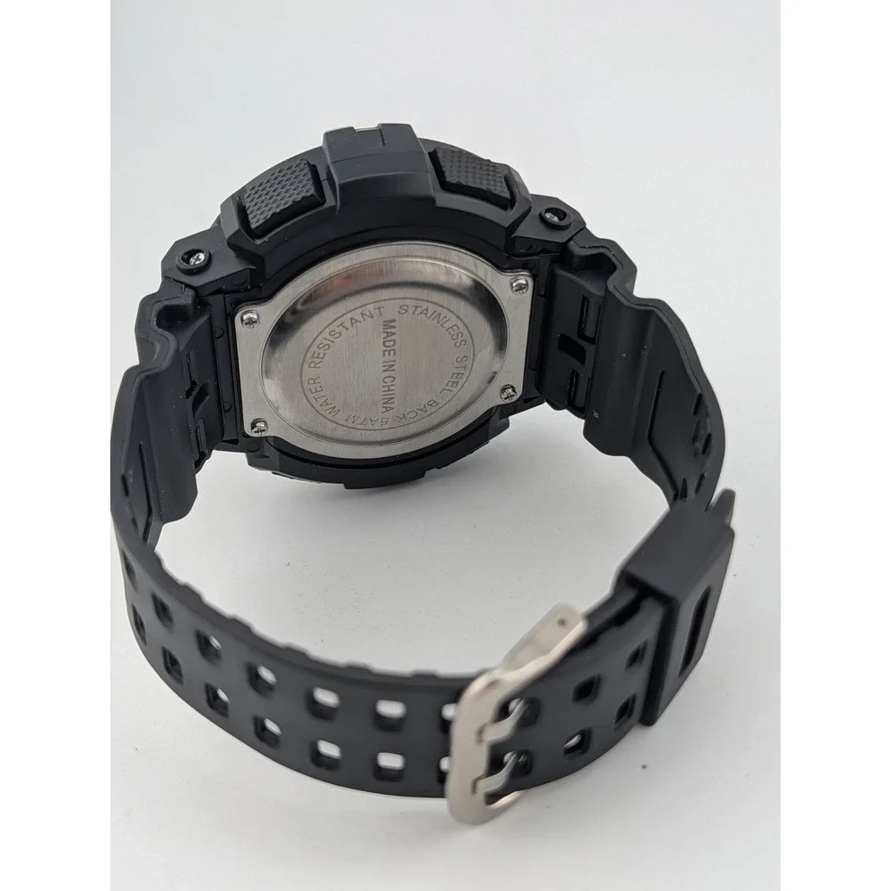 C-Sport Men's Digital Sport 56mm Case Black Resin Band Backlight- New Battery